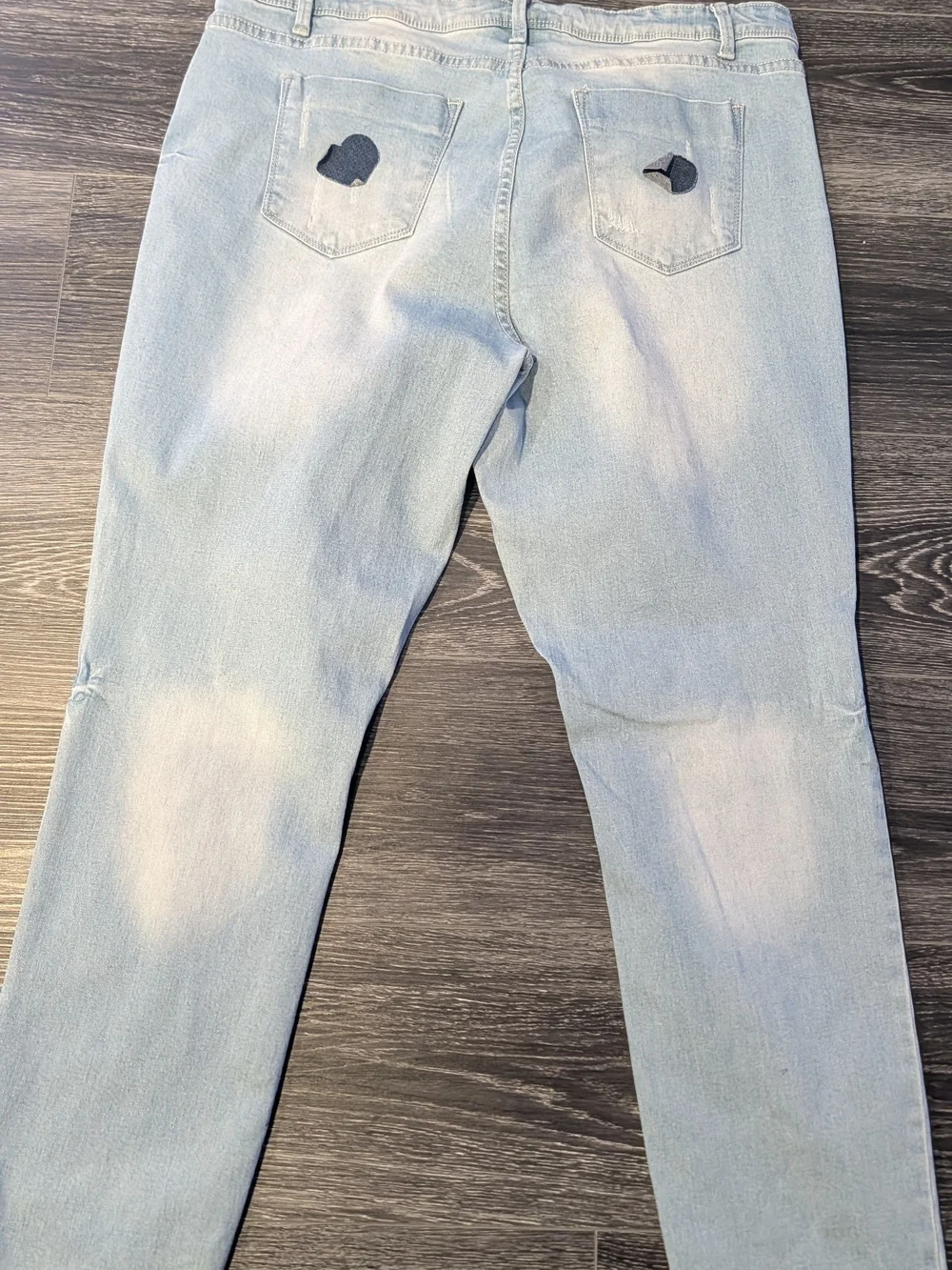 Blue Light-Wash Jeans with Heart & Star Patches